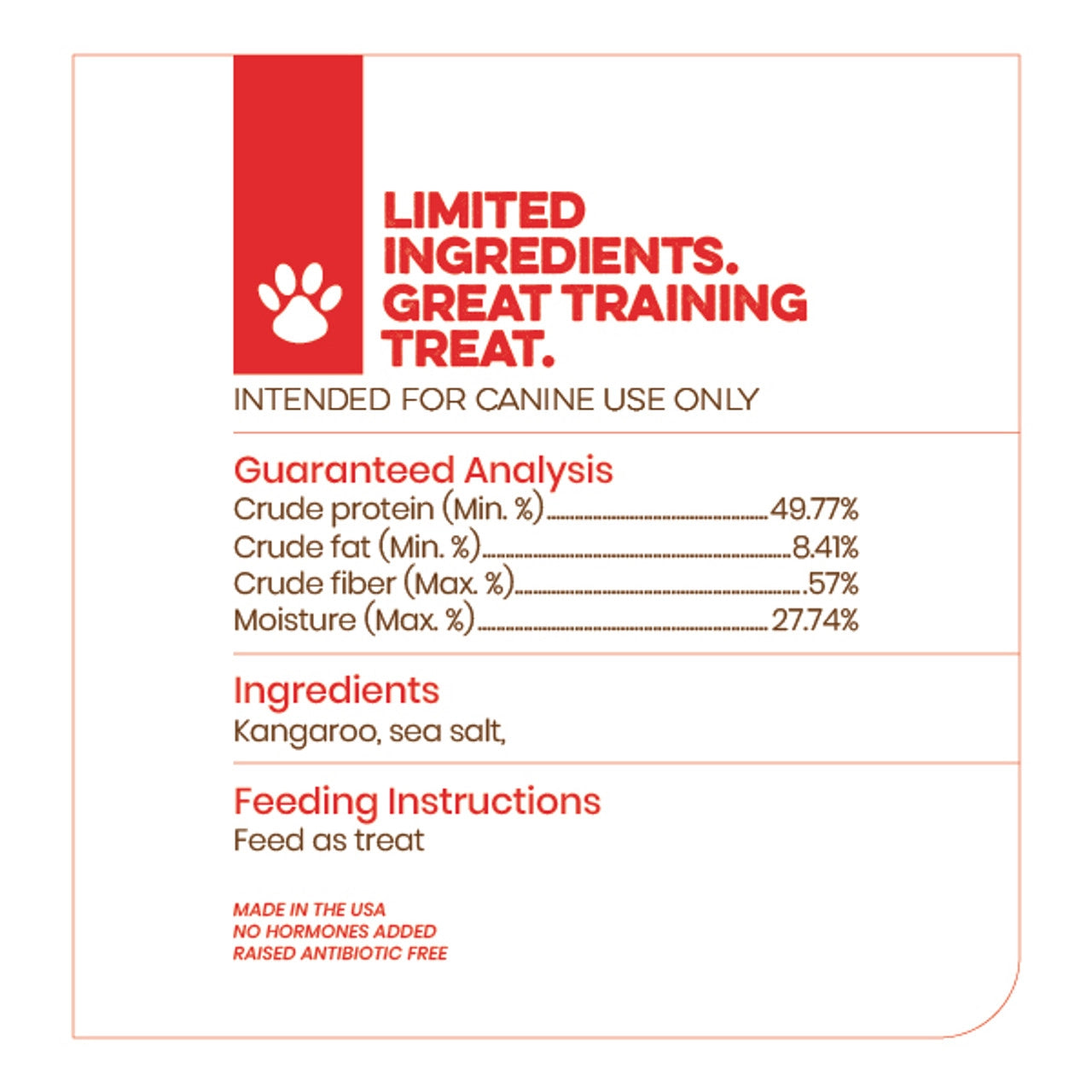 Kangaroo Jerky for Dogs - Novel Protein -Limited Ingredients - 4 oz Package