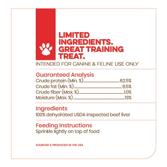 Liver Powder Food Topper for Dogs and Cats - Dehydrated - Single Ingredient - 4 oz Jar