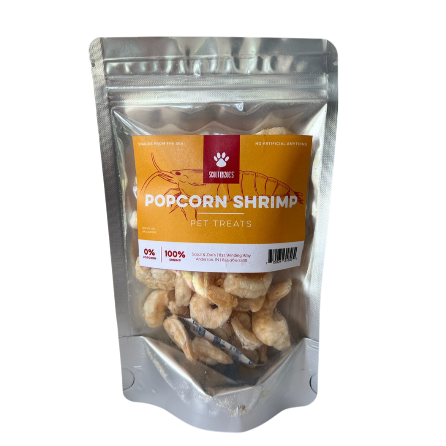 Freeze-Dried Popcorn Shrimp Training Treats for Dogs & Cats, 1 oz