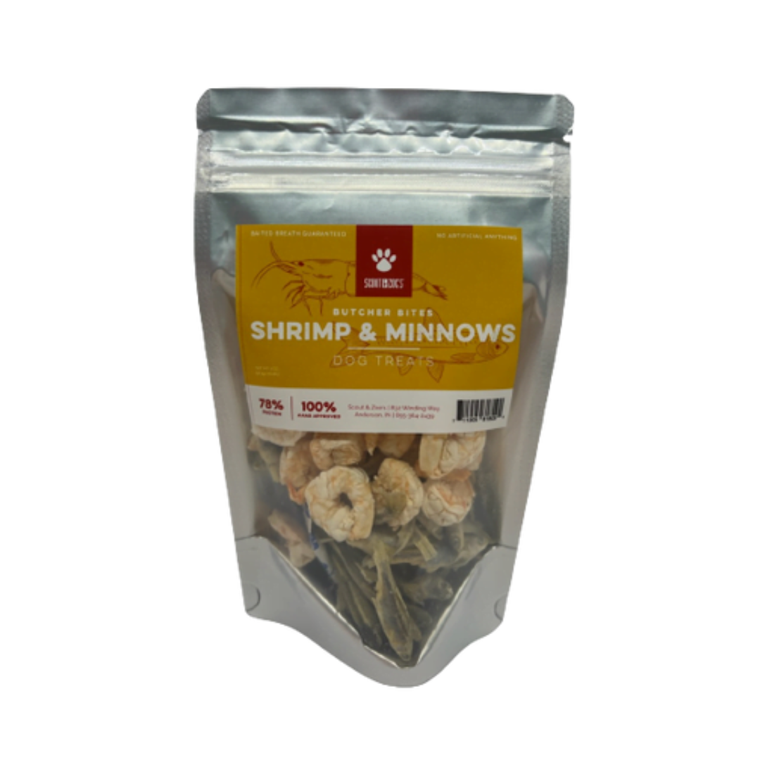 Shrimp & Minnows Combo for Dogs and Cats - Freeze Dried - Single Ingredients - 1 oz Package
