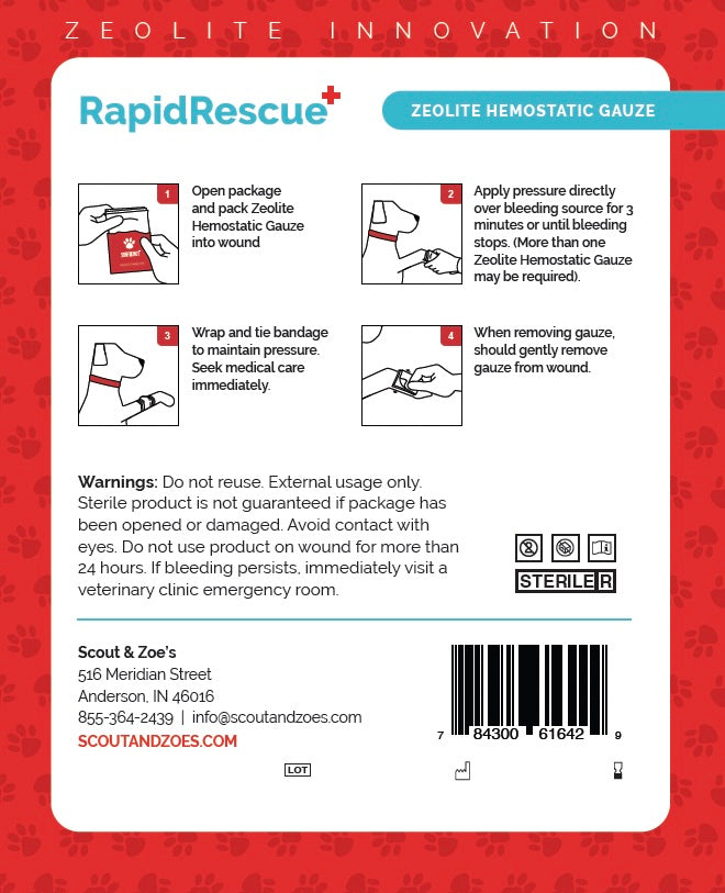 PRE-ORDER: Rapid Rescue® Zeolite Hemostatic Gauze – Fast-Acting Bleed Cauterizing Gauze for Pets & People