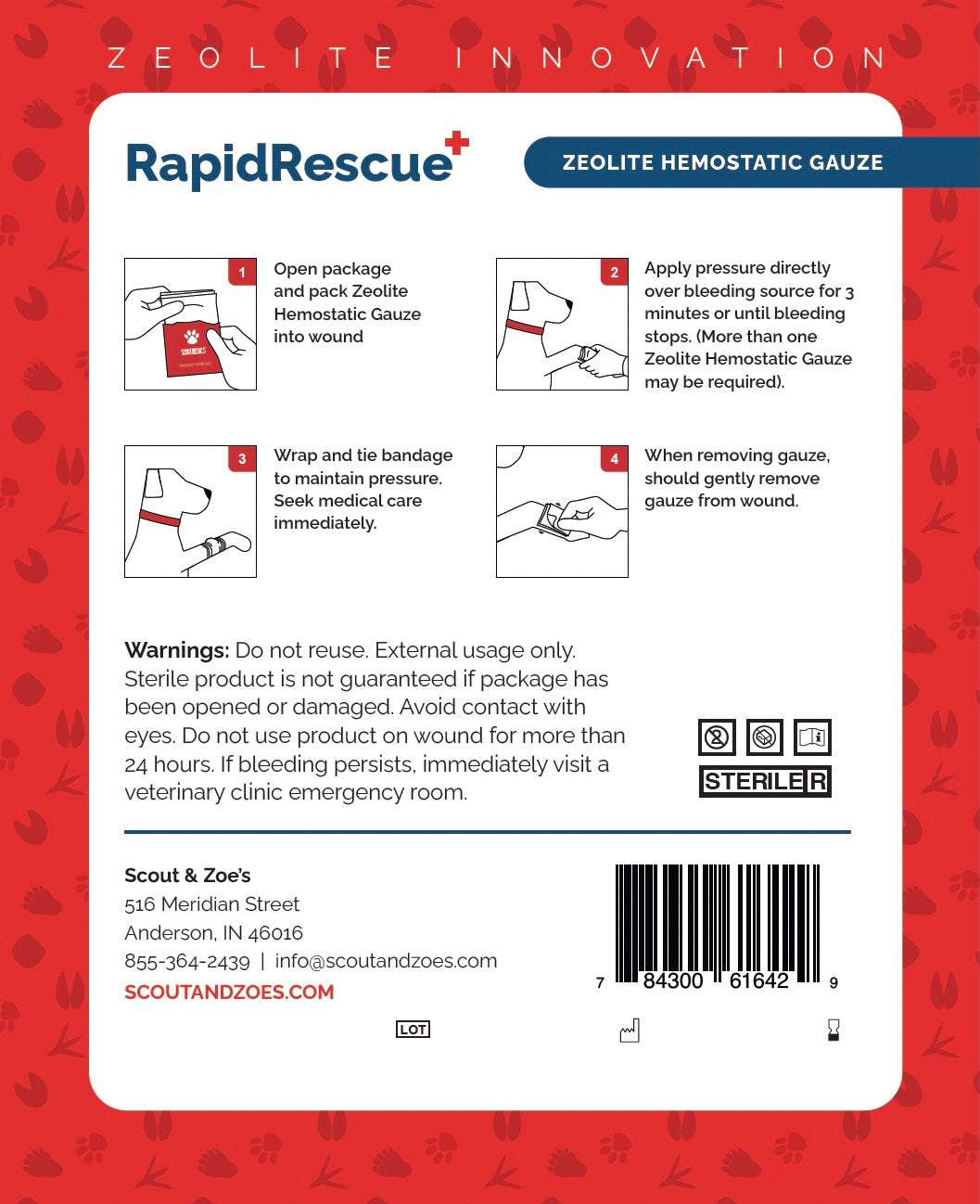 PRE-ORDER: Rapid Rescue® Zeolite Hemostatic Gauze – Fast-Acting Bleed Cauterizing Gauze for Pets & People