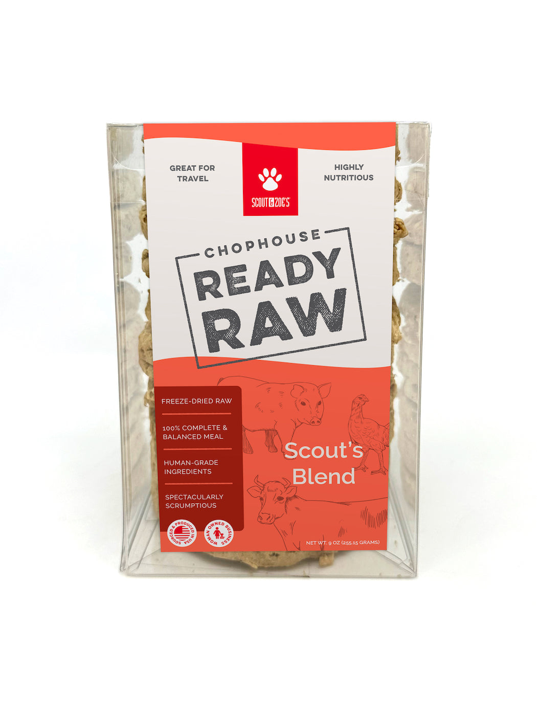 Chophouse Ready Raw Complete and Balanced Freeze Dried Food for Dogs-  Patties - 9 oz