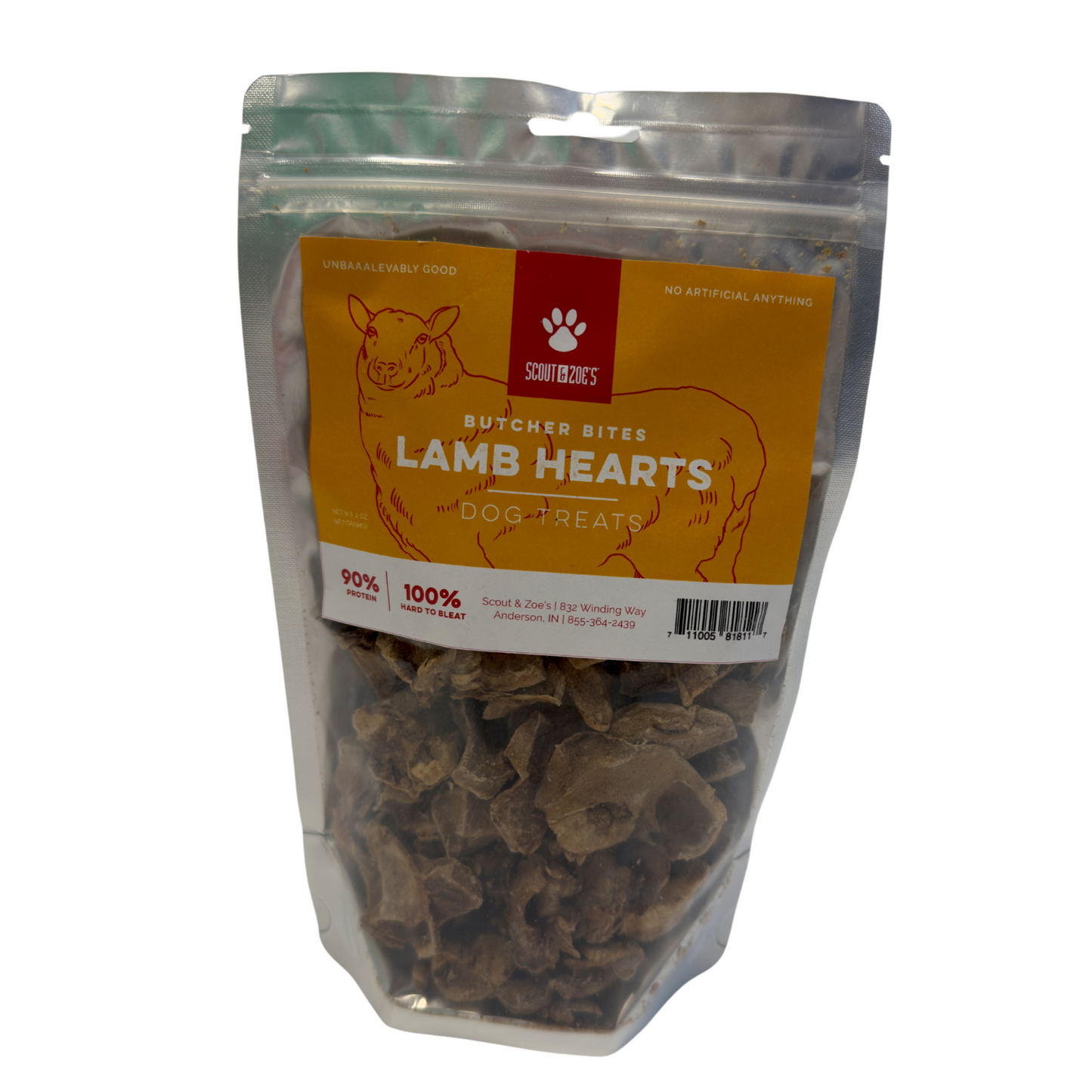 Sliced Lamb Hearts Treats for Dogs and Cats - Freeze Dried - Single Ingredient - Novel Protein - 2 oz Package