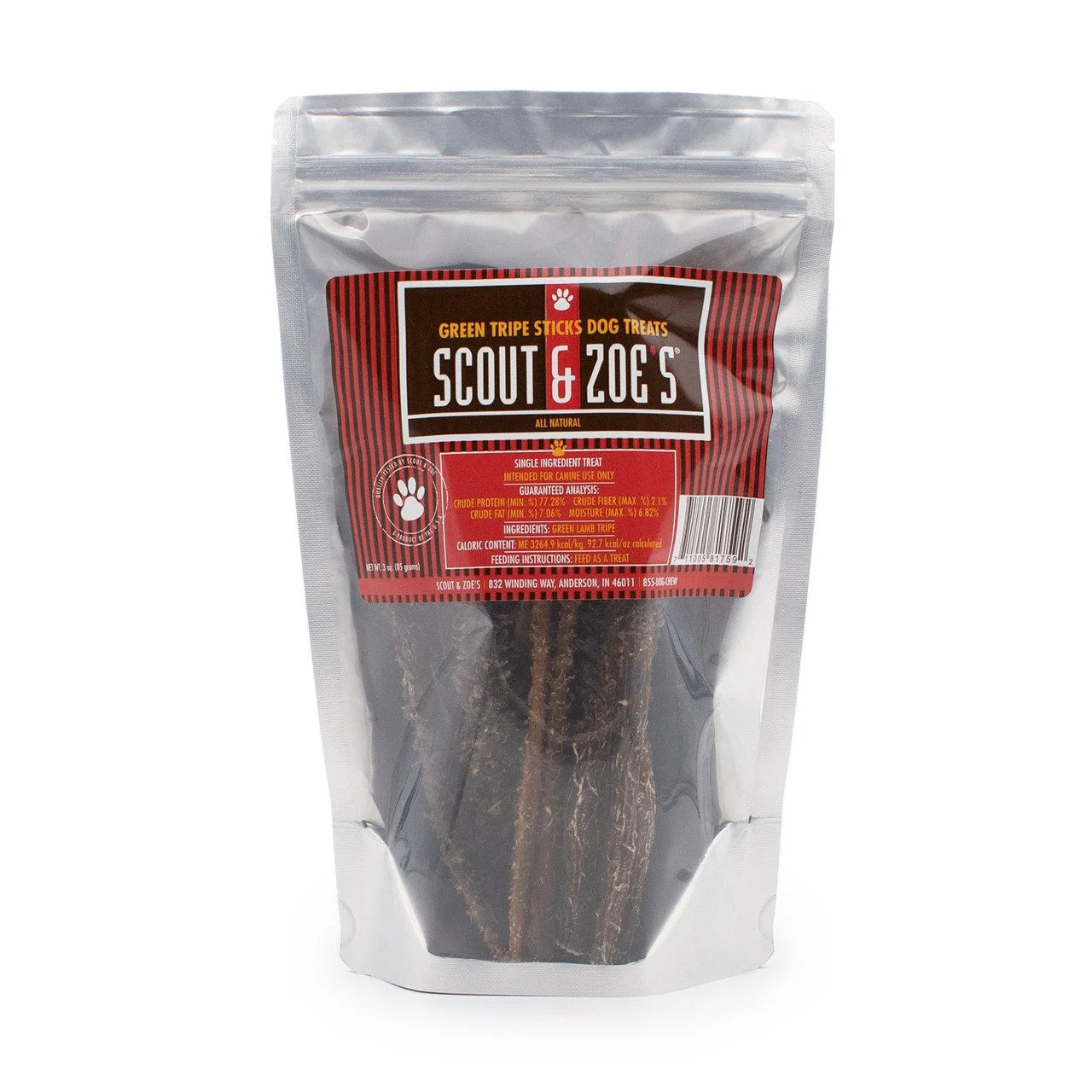 Lamb Green Tripe Sticks for Dogs - Dehydrated - 3 oz Package