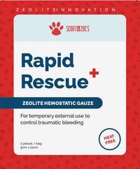 PRE-ORDER: Rapid Rescue® Zeolite Hemostatic Gauze – Fast-Acting Bleed Cauterizing Gauze for Pets & People