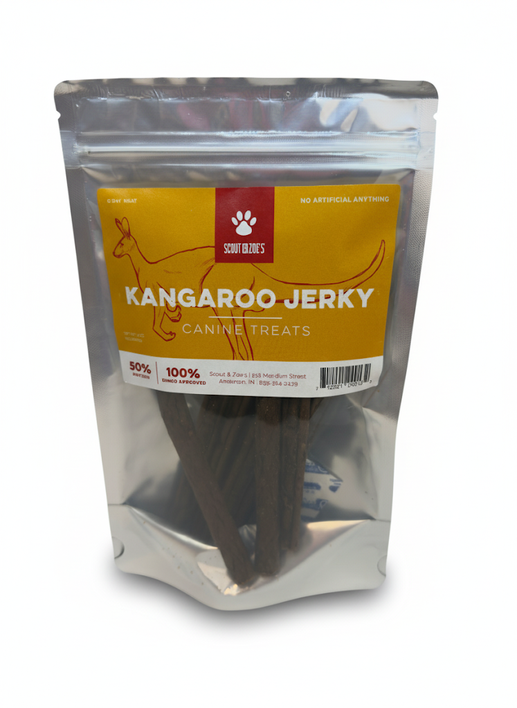 Kangaroo Jerky for Dogs - Novel Protein -Limited Ingredients - 4 oz Package