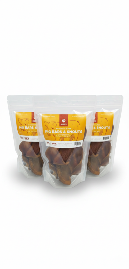 Pig Ears & Snouts Chews for Dogs - Single Ingredients - 4 oz Package
