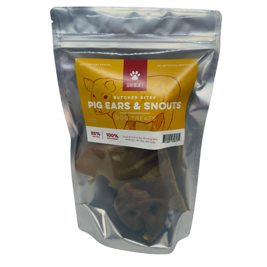 Pig Ears & Snouts Chews for Dogs - Single Ingredients - 4 oz Package