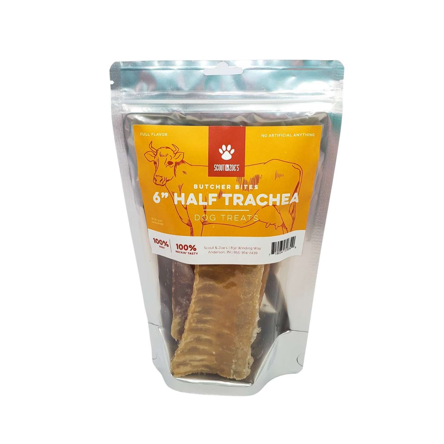 6" Flat Half Beef Trachea Chews for Dogs