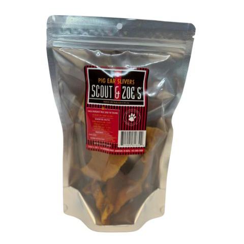 Pig Ear Slivers Chews for Dogs - Single Ingredient - 4 oz Package