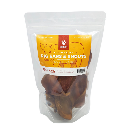 Pig Ears & Snouts Chews for Dogs - Single Ingredients - 4 oz Package