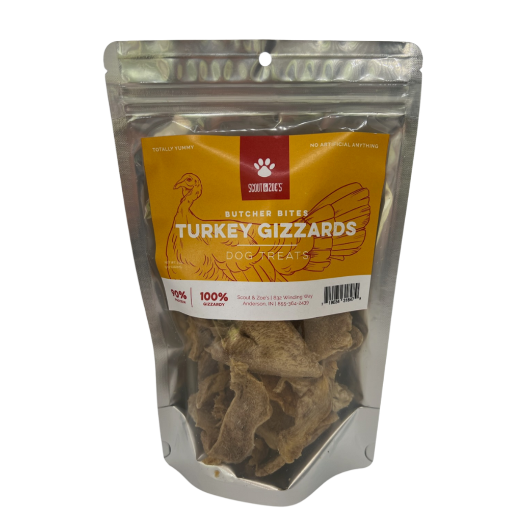 Turkey Gizzard Treats for Dogs - Freeze Dried - Single Ingredient - 2 oz Package