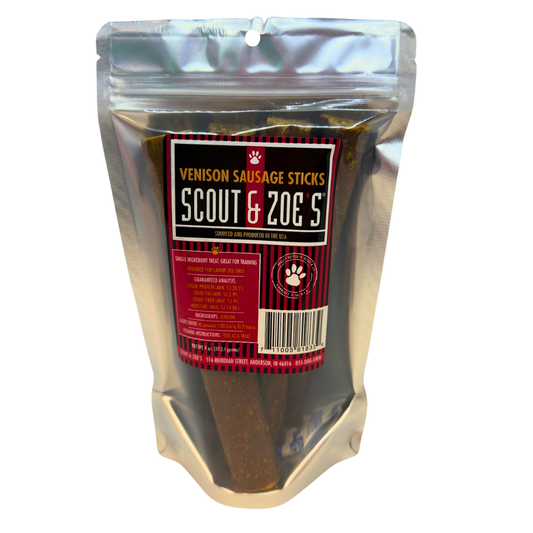 Scout & Zoe’s Venison Sausage Chews for Dogs - Single Ingredient - 4 oz Package